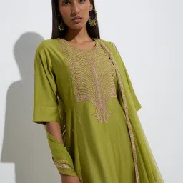 Vark by Westside Lime Embroidered A-Line Ethnic Set image 4