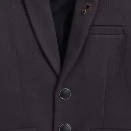 Fourfolds Boys Darkgrey Solid Full Sleeves Blazer image 4