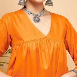 Inweave Orange A Line Kurta image 4