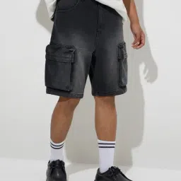 nuon men Nuon by Westside Charcoal Relaxed-Fit Mid-Rise Cargo Cotton Jorts-picture-28