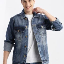 SHOWOFFFF Blue Denim Slim Fit Solid Jacket-picture-27