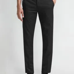 Arrow Black Slim Fit Texture Trousers image 4