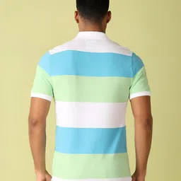 V-Mart Men Striped Polo Collar Cotton T-shirt image 3