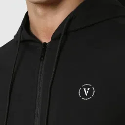 Van Heusen Black Regular Fit Hooded Jacket image 4