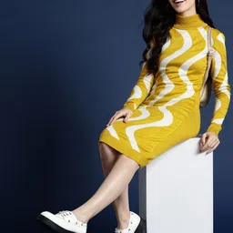 Mast & Harbour Printed Bodycon Sweater Dress image 1