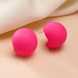 Karatcart Matte Pink Finish Dome Stud Earrings For Women-picture-13