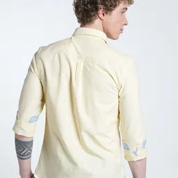 Double Two Men Classic Slim Fit Solid Spread Collar Cotton Casual Shirt image 3