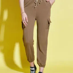 BUYNEWTREND Brown Relaxed Fit High Rise Joggers-picture-19