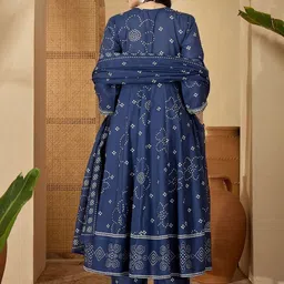 Sangria Women Printed Cotton Blend Kurta Sets With Dupatta image 3