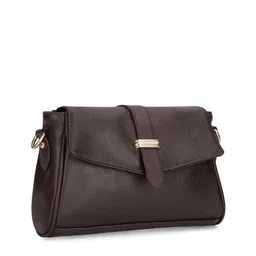 THE CLOWNFISH Brown Structured Sling Bag image 5