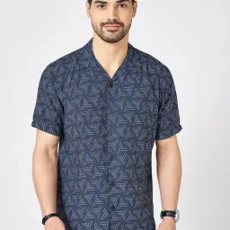 Byford By Pantaloons Blue Relaxed Fit Printed Shirt-picture-44
