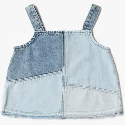 GAP Girls Blue Cotton Patch Dungaree-picture-18