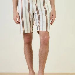 Iconic Beige Pure Cotton Regular Textured Shorts-picture-11