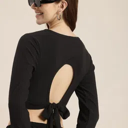 HERE&NOW Self Design Fitted Crop Top-picture-32