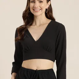 HERE&NOW Self Design Fitted Crop Top image 5