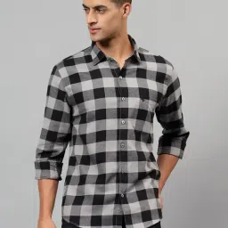 Cantabil Grey Cotton Regular fit Checks Shirts-picture-41