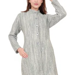 Hallinton Women Abstract Printed Regular Fit Mandarin Collar Wool Single-Breasted Overcoat-picture-22