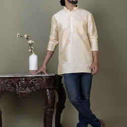 PulseIQ Men Dupion Silk Straight Kurtas image 3