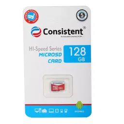 Consistent Hi-Speed Series Micro SD Card 128 GB Class 10 for Video Surveillance Camera, White & Red image 2