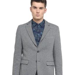 Basics Light Grey Full Sleeves Notched Lapel Blazer-picture-13