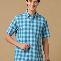 CAVALLO by Linen Club Men Contemporary Slim Fit Buffalo Checks Opaque Checked Casual Shirt-picture-29