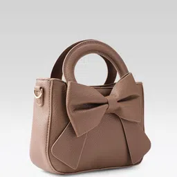 DressBerry Textured PU Structured Handheld Bag with Bow Detail image 2