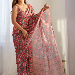 CaniBani Ethnic Motifs Sequinned Silk Blend Saree-picture-16