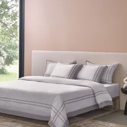 SANSAAR A DDECOR BRAND LIVE CONSCIOUSLY Light Silver Ash 350 TC King Bedsheet Set-picture-11