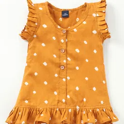 JAV Creations Short Flutter Sleeves Bandhani Print Top - Light Brown-picture-12