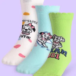 Cute Walk By Babyhug Non Terry Knit Anti Bacterial Socks With Dalmatians Graphics Pack Of 3 - White Light Blue & Light Green-picture-37