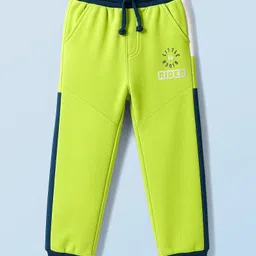 Honeyhap Premium 100% Cotton Knit Full Length Lounge Pant With Bio Finish & Text Print - Navy Peony Acid Lime & Bright White-picture-16