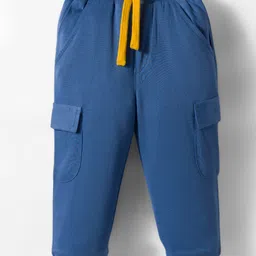Babyhug French Terry Knit Full Length Solid Color Lounge Pant with Pocket - Blue-picture-25