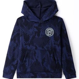 Rikidoos Full Sleeves Abstract Printed Hoodie - Navy Blue-picture-3