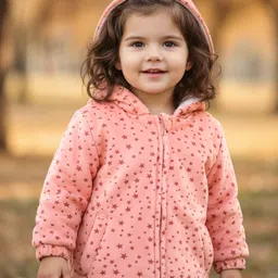 Babyhug Full Sleeves Hooded Sweatjacket With Stars Design - Orange image 2