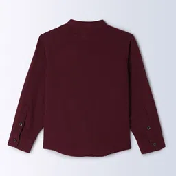 Milou Cotton Full Sleeves Solid Bio Washed Shirt - Maroon image 3