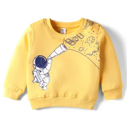Tango Fleece Knit Full Sleeves Winter Wear Suit Set with Astronaut Print - Yellow image 2