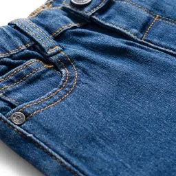 Babyhug Denim Full Length Washed Jeans with Stretch - Blue image 3