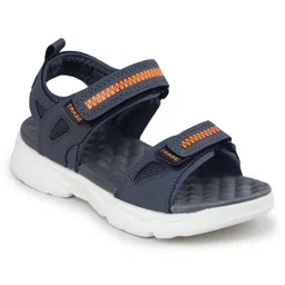 TRASE Abstract Designed Velcro Closure Open Toe Sandals - Grey & Orange image 4