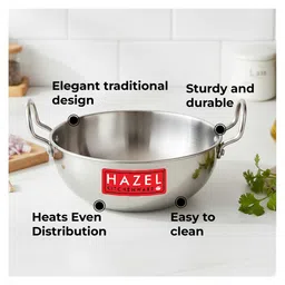 HAZEL Aluminium Kadai 4 mm Deep Frying Kadhai 26.7 cm 5000 ml - Silver image 4