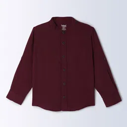 Milou Cotton Full Sleeves Solid Bio Washed Shirt - Maroon image 5