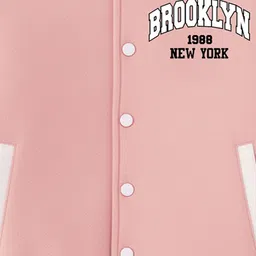 Trampoline Suede Knit Full Sleeves Brooklyn 1988 New York Text Printed Light Winter Varsity Jacket - Multi Colour image 5