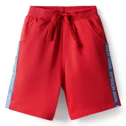 Babyhug Marvel Single Jersey Knit Half Sleeves T-Shirt & Shorts Set With Spider Man Graphics & Pocket Detailing - Blue & Red image 5