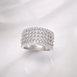 Rubans Silver-Plated CZ Studded Brass Finger Ring image 1