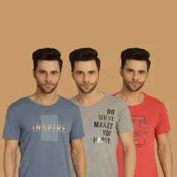 Vimal Jonney Multicolor Regular Fit Printed Crew T-Shirt - Pack of 3-picture-27