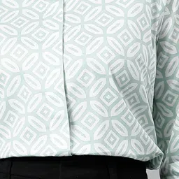 Hancock Light Green & White Cotton Printed Shirt image 4