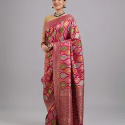 Mohey Pink Satin Embroidered Saree image 4