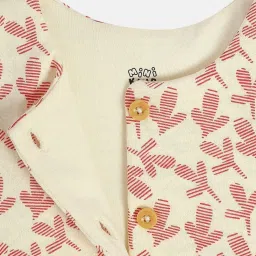 MINIKLUB Girls Off White Cotton Printed Full Sleeves Jacket image 4