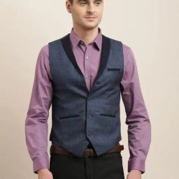 Turtle Navy Blue Cotton Slim Fit Self Design Waistcoat-picture-26