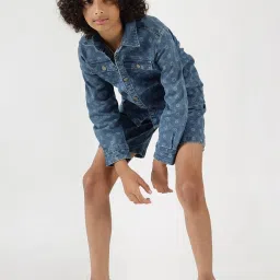 One Friday Kids Blue Printed Regular Fit Shorts image 4