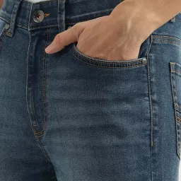 United Colors of Benetton Blue Cotton Tencel Blend Low Crotch Jeans image 4